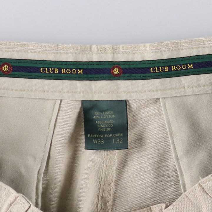 00'S CLUB ROOM Two-pleat linen pants slacks for men, size W33 linen Beige type Vintage Second Hand