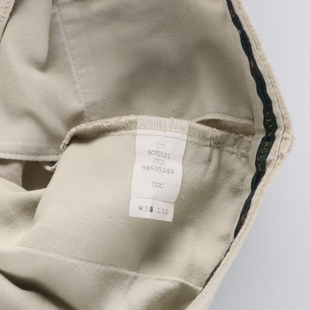 00'S CLUB ROOM Two-pleat linen pants slacks for men, size W33 linen Beige type Vintage Second Hand