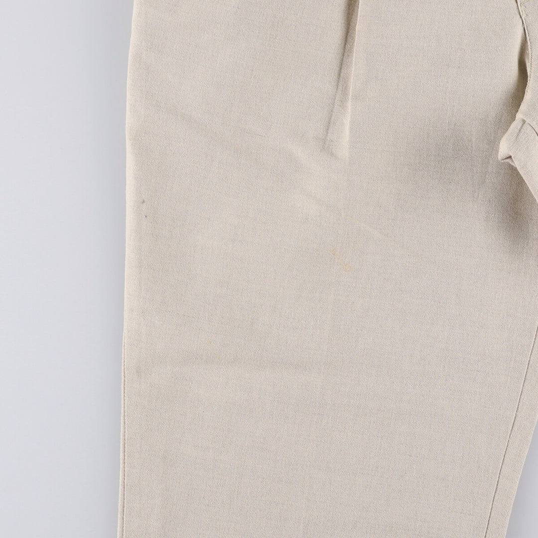 00'S CLUB ROOM Two-pleat linen pants slacks for men, size W33 linen Beige type Vintage Second Hand