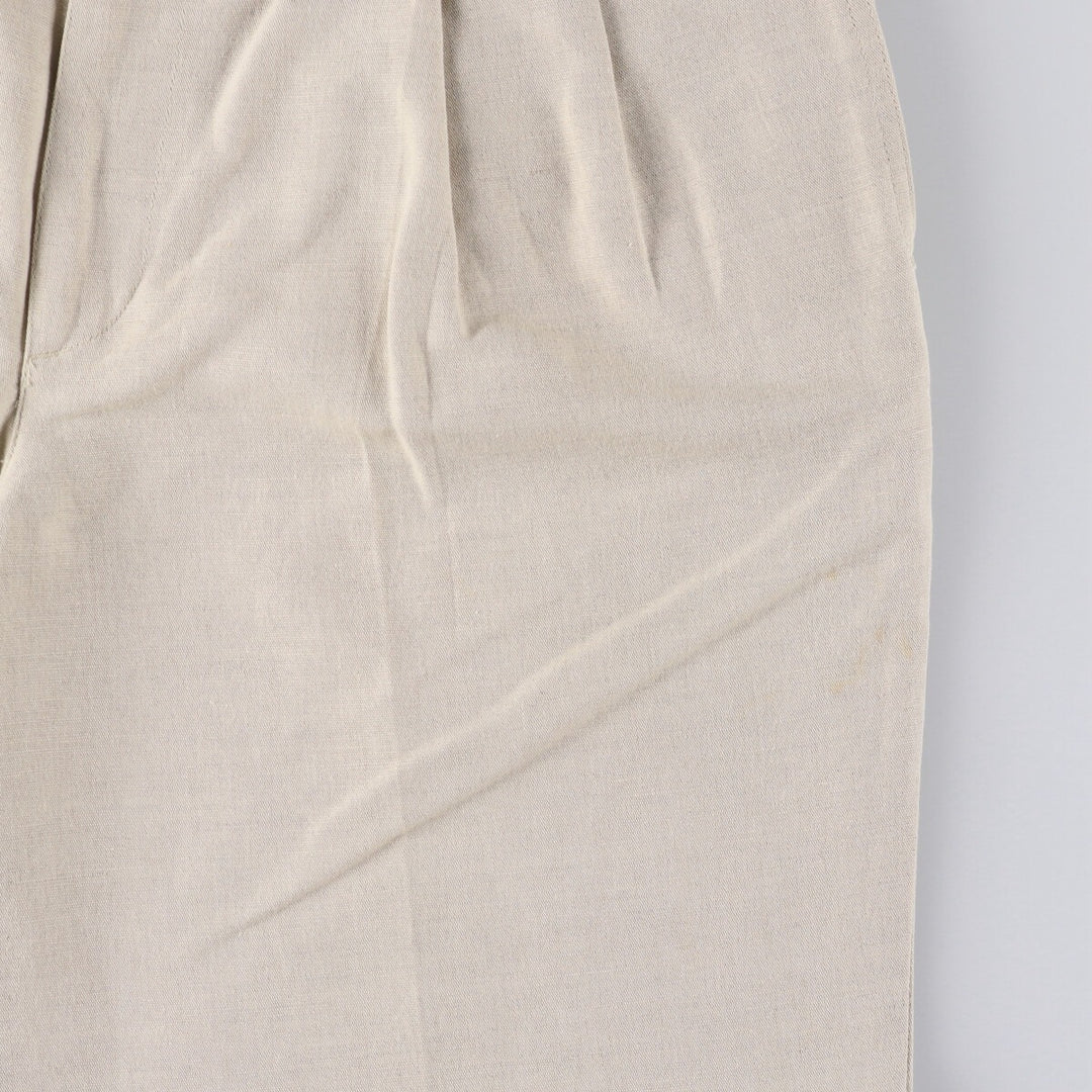 00'S CLUB ROOM Two-pleat linen pants slacks for men, size W33 linen Beige type Vintage Second Hand