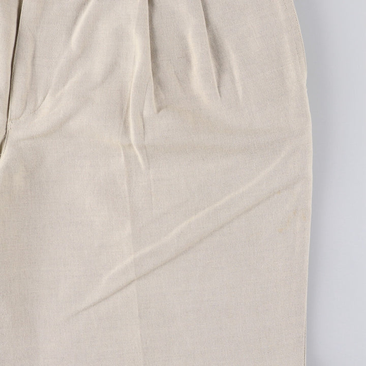 00'S CLUB ROOM Two-pleat linen pants slacks for men, size W33 linen Beige type Vintage Second Hand