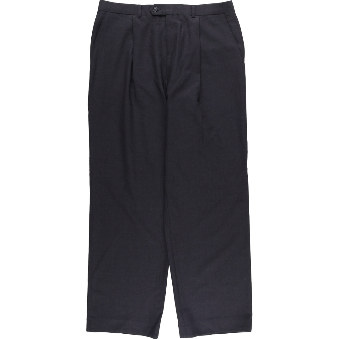 One-tuck slacks pants for men, equivalent to W34 unclear Charcoal Vintage Second Hand