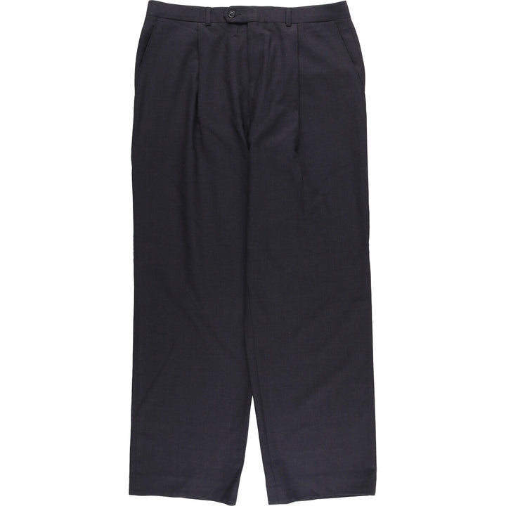 One-tuck slacks pants for men, equivalent to W34 unclear Charcoal Vintage Second Hand
