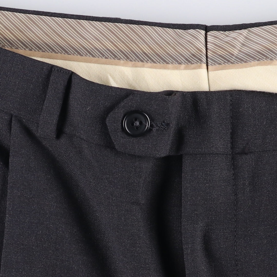 One-tuck slacks pants for men, equivalent to W34 unclear Charcoal Vintage Second Hand