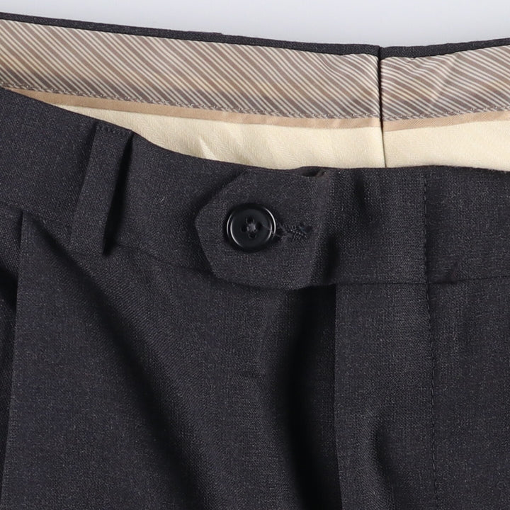 One-tuck slacks pants for men, equivalent to W34 unclear Charcoal Vintage Second Hand