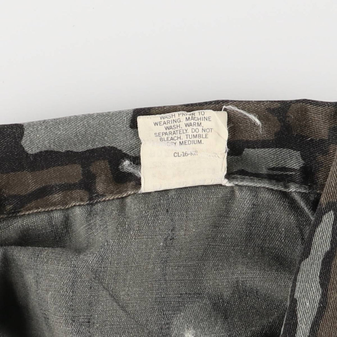 80s-90'S Camouflage Pattern Tree Bark Camo Long Sleeve All-in-One Jumpsuit Made in USA Men's M Size Vintage polyester Khaki type sage green Vintage Second Hand