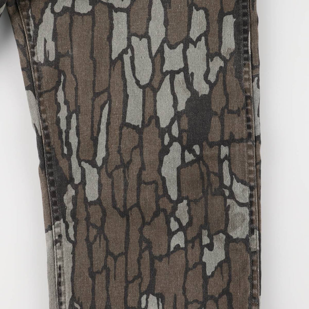 80s-90'S Camouflage Pattern Tree Bark Camo Long Sleeve All-in-One Jumpsuit Made in USA Men's M Size Vintage polyester Khaki type sage green Vintage Second Hand