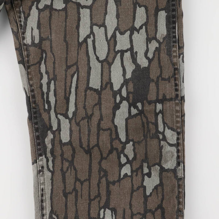 80s-90'S Camouflage Pattern Tree Bark Camo Long Sleeve All-in-One Jumpsuit Made in USA Men's M Size Vintage polyester Khaki type sage green Vintage Second Hand