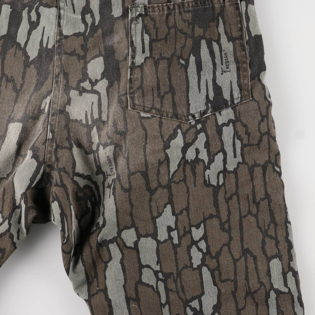 80s-90'S Camouflage Pattern Tree Bark Camo Long Sleeve All-in-One Jumpsuit Made in USA Men's M Size Vintage polyester Khaki type sage green Vintage Second Hand