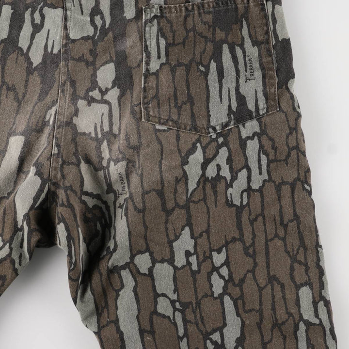 80s-90'S Camouflage Pattern Tree Bark Camo Long Sleeve All-in-One Jumpsuit Made in USA Men's M Size Vintage polyester Khaki type sage green Vintage Second Hand