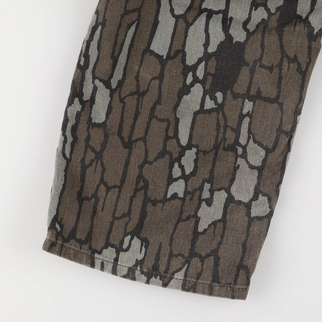 80s-90'S Camouflage Pattern Tree Bark Camo Long Sleeve All-in-One Jumpsuit Made in USA Men's M Size Vintage polyester Khaki type sage green Vintage Second Hand