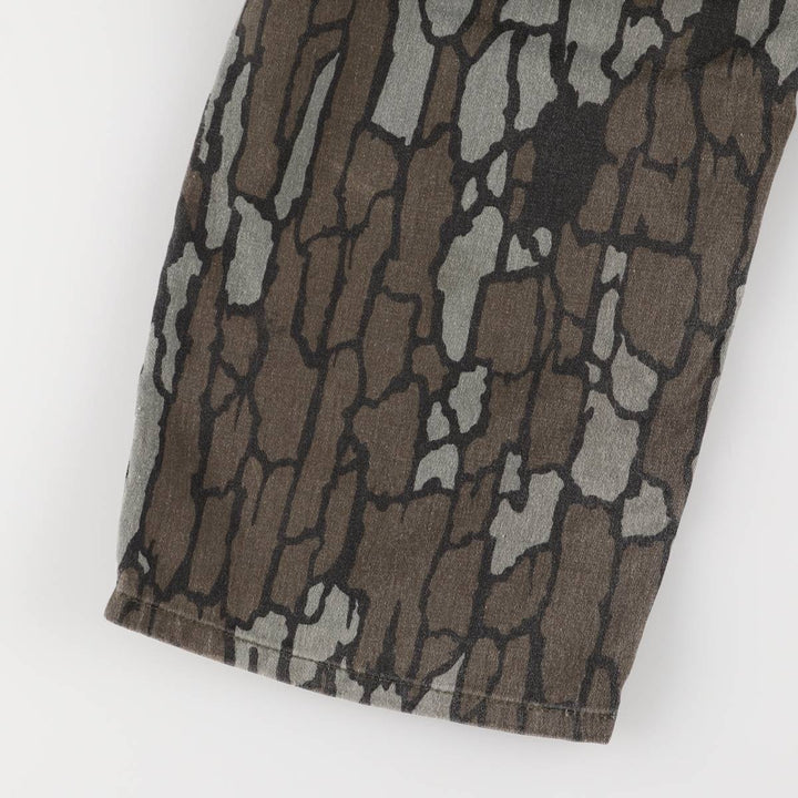 80s-90'S Camouflage Pattern Tree Bark Camo Long Sleeve All-in-One Jumpsuit Made in USA Men's M Size Vintage polyester Khaki type sage green Vintage Second Hand
