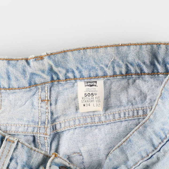 90'S Levi's 505 REGULAR FIT STRAIGHT LEG Tapered Denim Pants Made in USA Men's W33 Vintage cotton blue type Vintage Second Hand