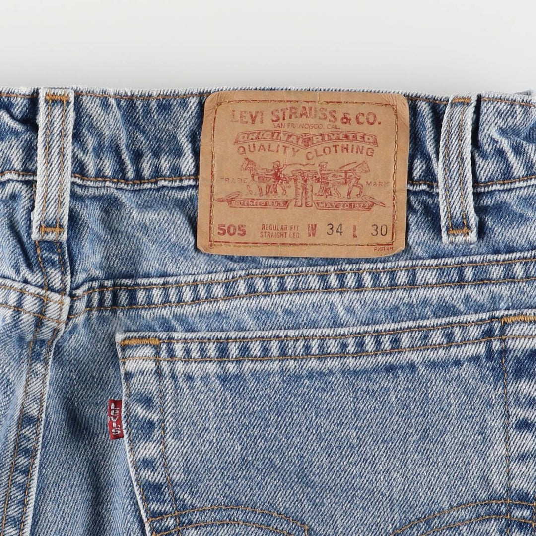 90'S Levi's 505 STRAIGHT LEG REGULAR FIT Tapered Denim Pants Made in USA Men's W33 Vintage cotton blue type Vintage Second Hand