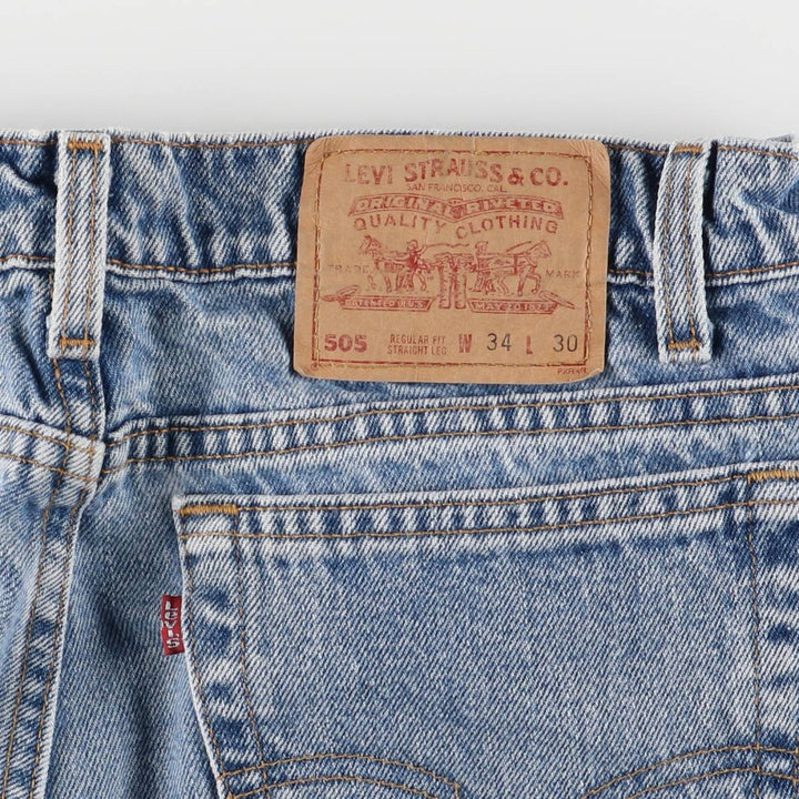 90'S Levi's 505 STRAIGHT LEG REGULAR FIT Tapered Denim Pants Made in USA Men's W33 Vintage cotton blue type Vintage Second Hand