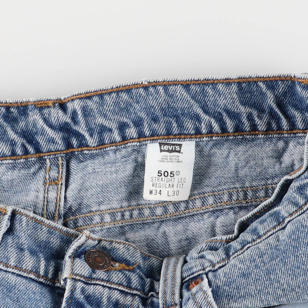 90'S Levi's 505 STRAIGHT LEG REGULAR FIT Tapered Denim Pants Made in USA Men's W33 Vintage cotton blue type Vintage Second Hand