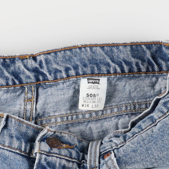 90'S Levi's 505 STRAIGHT LEG REGULAR FIT Tapered Denim Pants Made in USA Men's W33 Vintage cotton blue type Vintage Second Hand