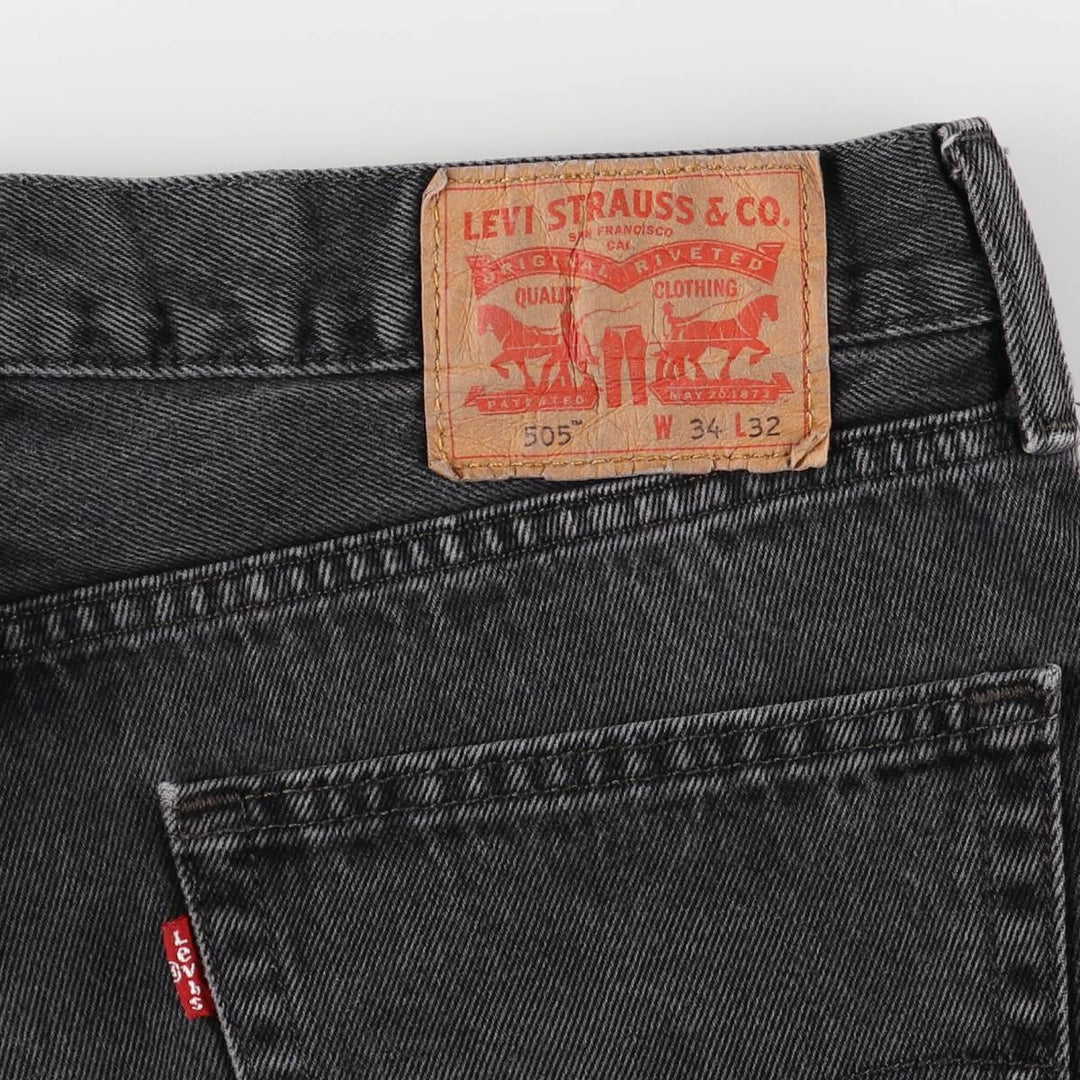 Levi's 505 Black Denim Tapered Denim Pants for Men, W35 equivalent cotton black type Vintage Second Hand