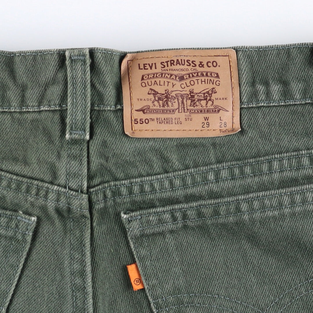 90'S Levi's 550 Relaxed Fit Tapered Leg Denim Pants with Orange Tab, Made in USA, Vintage cotton green type Vintage Second Hand