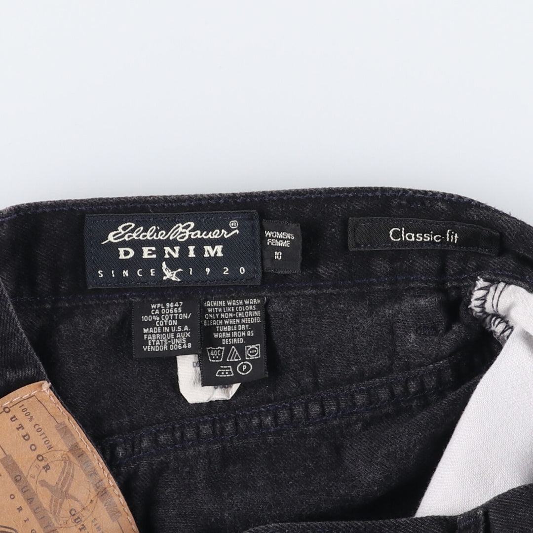 90'S Eddie Bauer Denim Classic Fit Black Denim Shorts, Made in USA, Women's Size L (W29) cotton black type Vintage Second Hand
