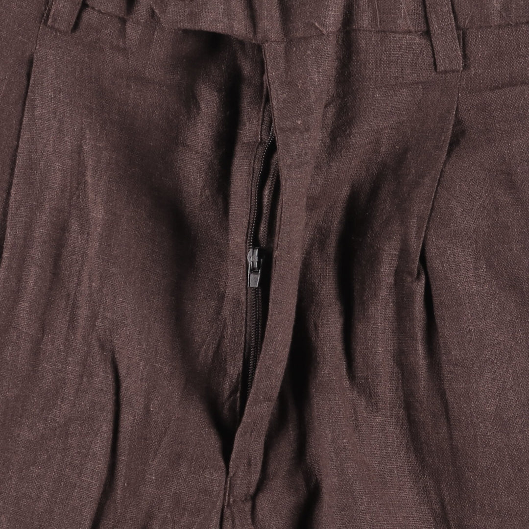 90s-00'S TRUST USA Two-pleat Linen and Rayon Pants, Men's Size 32 linen brown type Vintage Second Hand