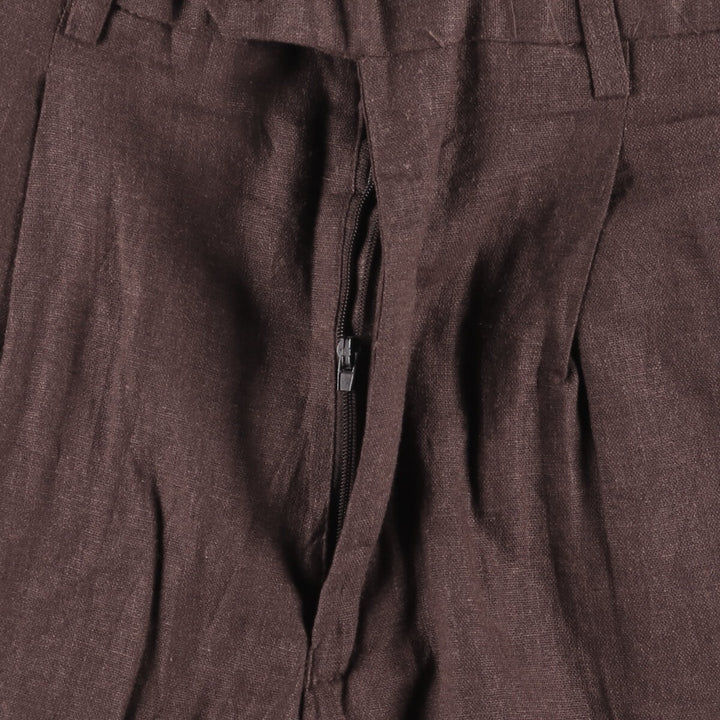 90s-00'S TRUST USA Two-pleat Linen and Rayon Pants, Men's Size 32 linen brown type Vintage Second Hand