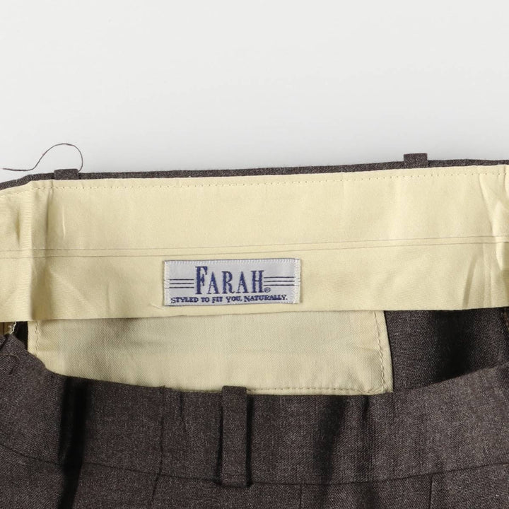 Farah Men's Vintage Two-Pleated Slacks, Size W34 unclear brown type Vintage Second Hand