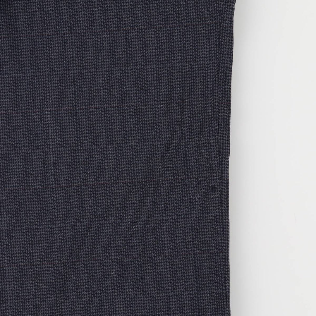 Houndstooth pattern two-pleat wool pants slacks, made in the USA, men's size W32 wool navy blue type Vintage Second Hand