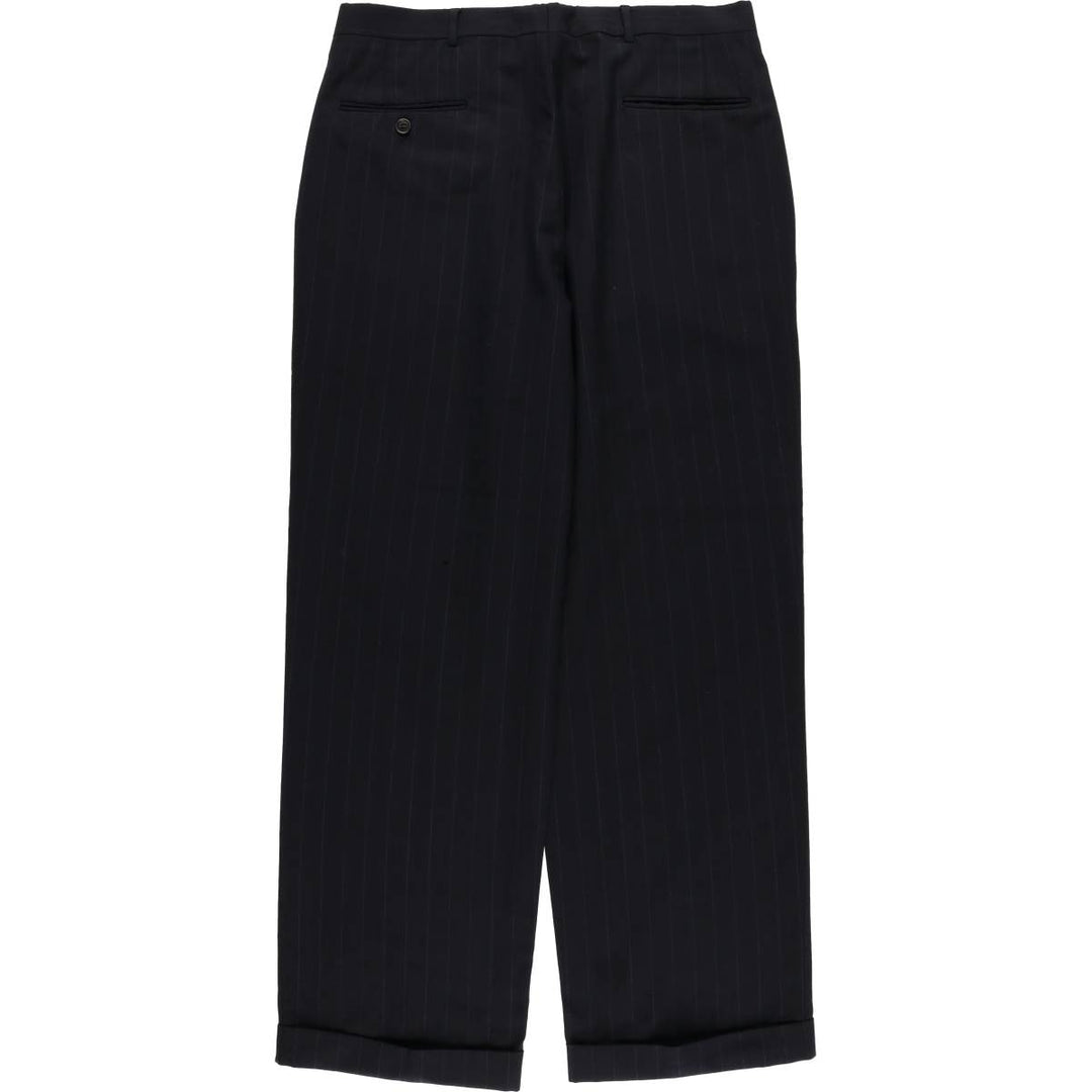 90'S Vintage Two-pleat Striped Slacks, Men's Size 34 unclear navy blue type Vintage Second Hand