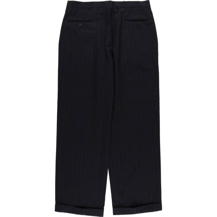 90'S Vintage Two-pleat Striped Slacks, Men's Size 34 unclear navy blue type Vintage Second Hand