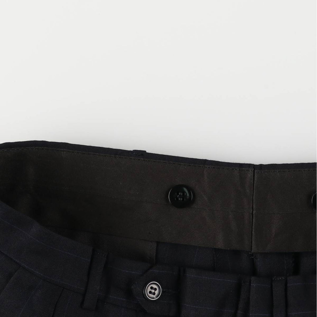 90'S Vintage Two-pleat Striped Slacks, Men's Size 34 unclear navy blue type Vintage Second Hand