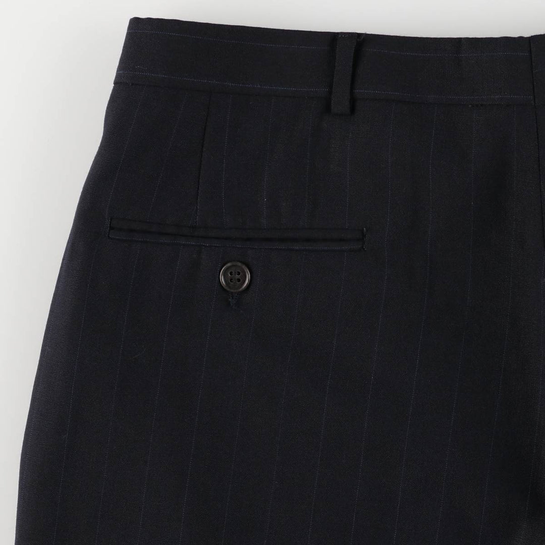 90'S Vintage Two-pleat Striped Slacks, Men's Size 34 unclear navy blue type Vintage Second Hand