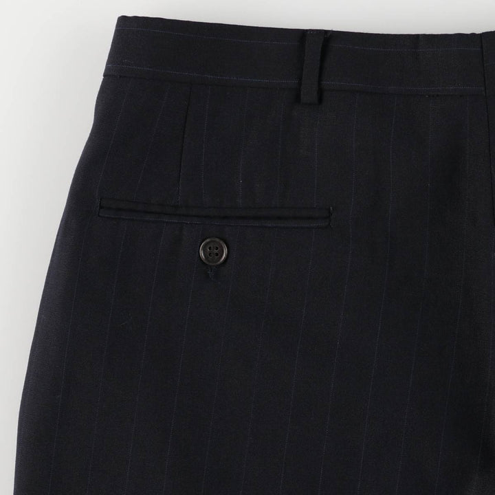 90'S Vintage Two-pleat Striped Slacks, Men's Size 34 unclear navy blue type Vintage Second Hand