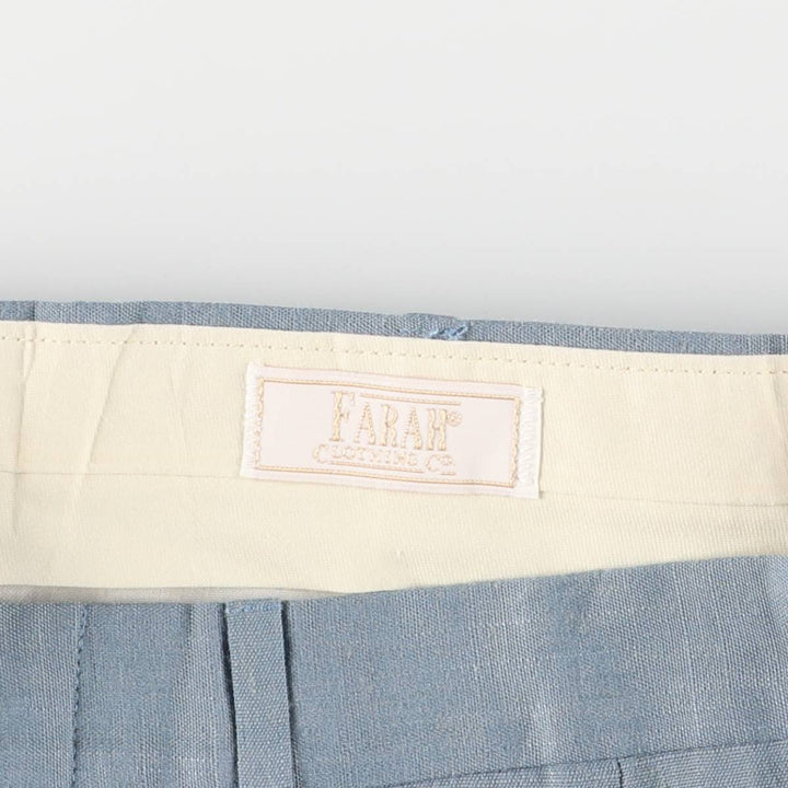 1990'S Farah Two-pleat Slacks, Men's, Size W30, Vintage polyester Blue type light blue Vintage Second Hand