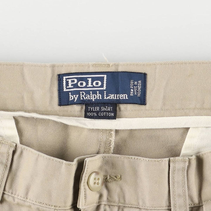 Ralph Lauren POLO by Ralph Lauren TYLER SHORT Two-pleat chino shorts, short pants, men's size W34 cotton Beige type Vintage Second Hand