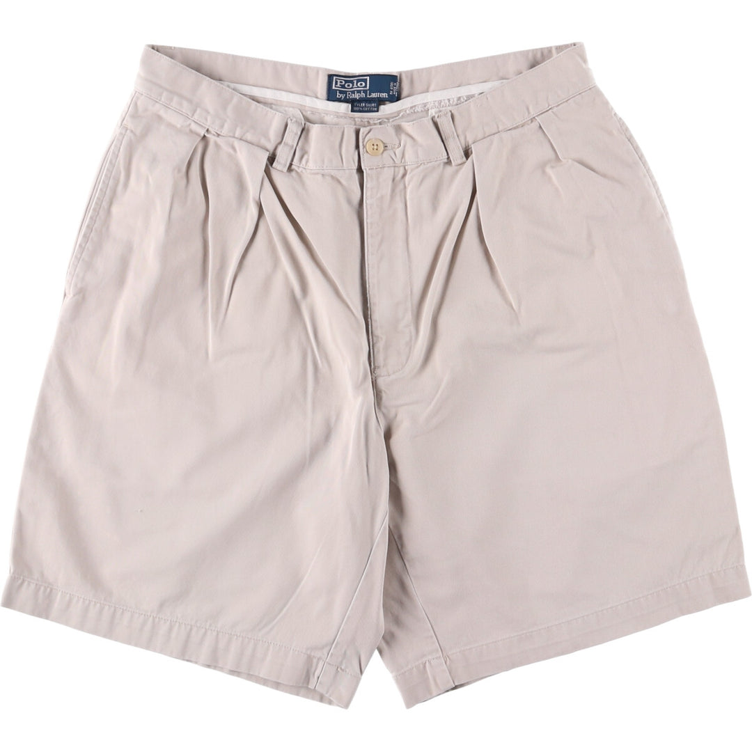 Ralph Lauren POLO by Ralph Lauren TYLER SHORT Two-pleat chino shorts, short pants, men's size W33 cotton Beige type Vintage Second Hand