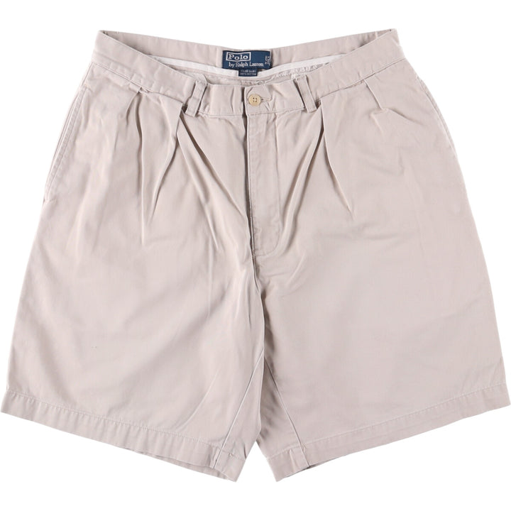 Ralph Lauren POLO by Ralph Lauren TYLER SHORT Two-pleat chino shorts, short pants, men's size W33 cotton Beige type Vintage Second Hand