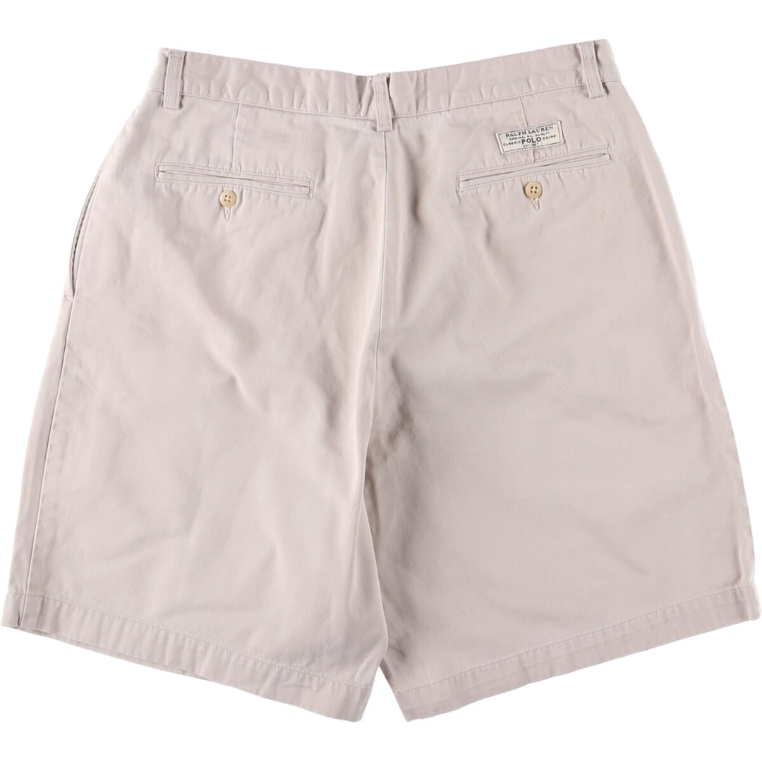 Ralph Lauren POLO by Ralph Lauren TYLER SHORT Two-pleat chino shorts, short pants, men's size W33 cotton Beige type Vintage Second Hand