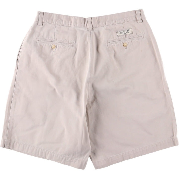 Ralph Lauren POLO by Ralph Lauren TYLER SHORT Two-pleat chino shorts, short pants, men's size W33 cotton Beige type Vintage Second Hand