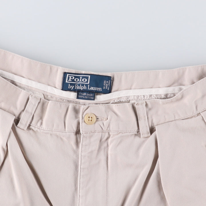 Ralph Lauren POLO by Ralph Lauren TYLER SHORT Two-pleat chino shorts, short pants, men's size W33 cotton Beige type Vintage Second Hand