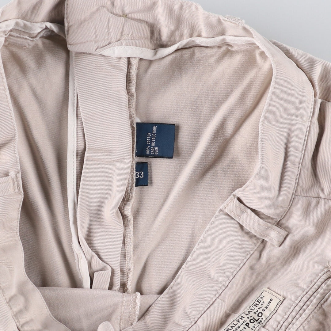 Ralph Lauren POLO by Ralph Lauren TYLER SHORT Two-pleat chino shorts, short pants, men's size W33 cotton Beige type Vintage Second Hand