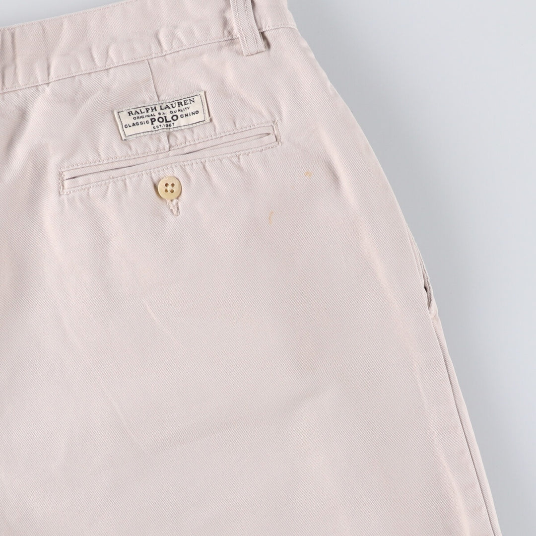 Ralph Lauren POLO by Ralph Lauren TYLER SHORT Two-pleat chino shorts, short pants, men's size W33 cotton Beige type Vintage Second Hand