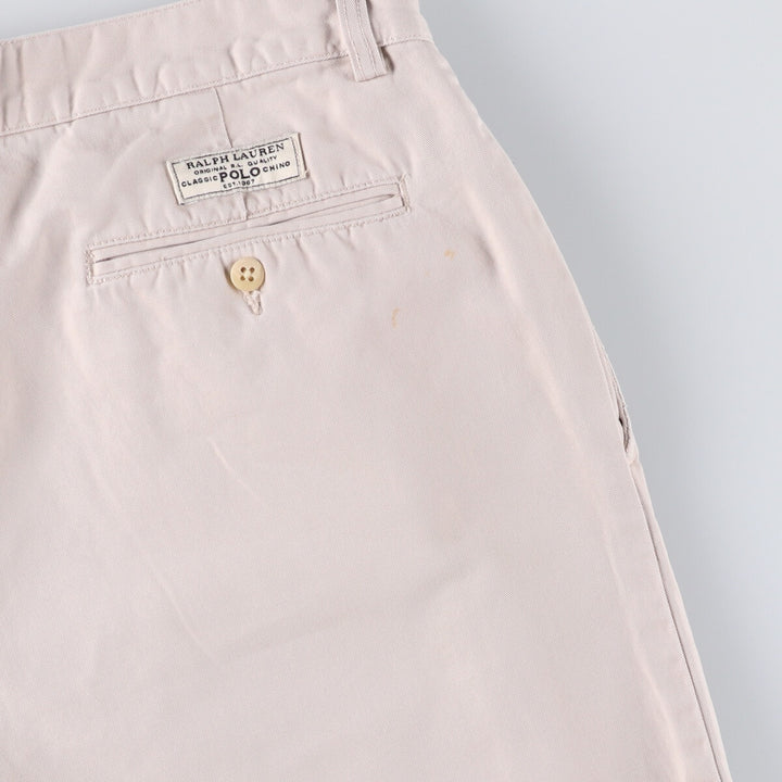 Ralph Lauren POLO by Ralph Lauren TYLER SHORT Two-pleat chino shorts, short pants, men's size W33 cotton Beige type Vintage Second Hand