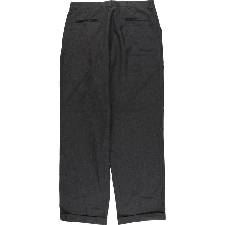 CITY STREETS Three-Tuck Slacks, Made in USA, Men's, Size 34 polyester gray type Vintage Second Hand