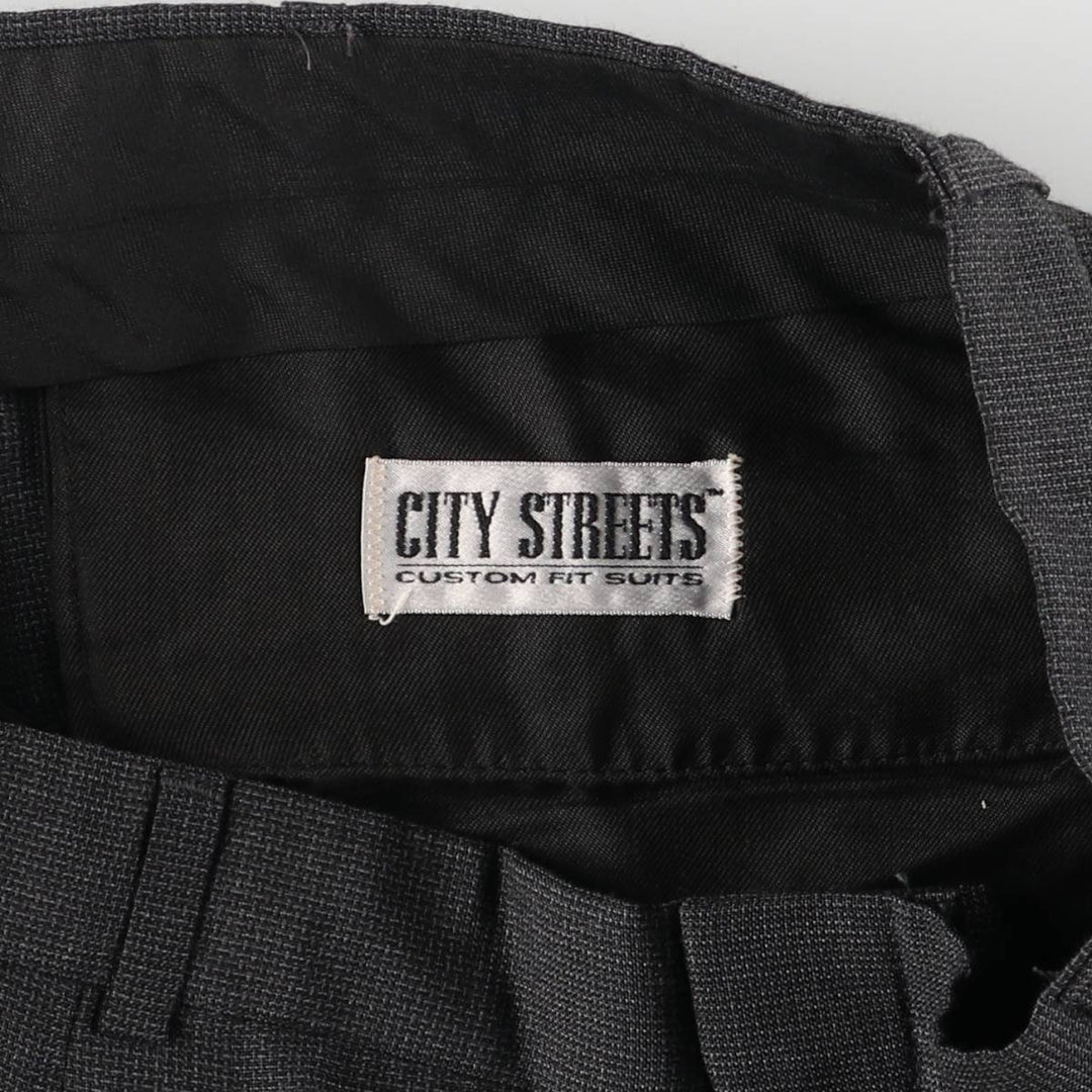CITY STREETS Three-Tuck Slacks, Made in USA, Men's, Size 34 polyester gray type Vintage Second Hand