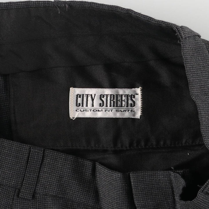 CITY STREETS Three-Tuck Slacks, Made in USA, Men's, Size 34 polyester gray type Vintage Second Hand