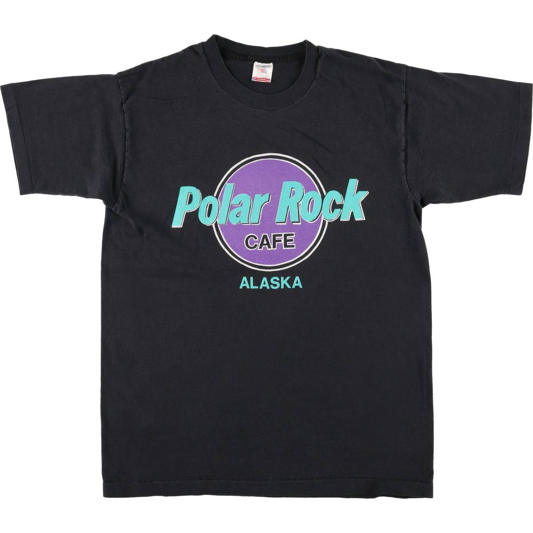 Vintage 90'S Fruit of the Loom Polar Rock Cafe ALASKA advertising T-shirt, Made in USA, Men's Size L cotton black type Vintage Second Hand