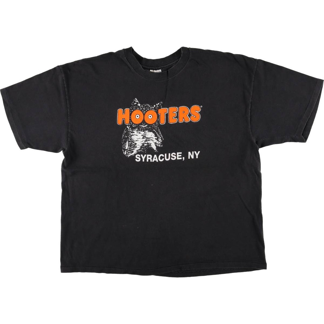90'S Hanes HOOTERS Advertising T-shirt Made in USA Men's XXL Vintage cotton black type Vintage Second Hand