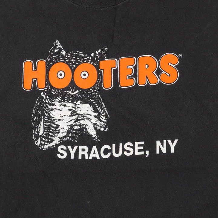 90'S Hanes HOOTERS Advertising T-shirt Made in USA Men's XXL Vintage cotton black type Vintage Second Hand