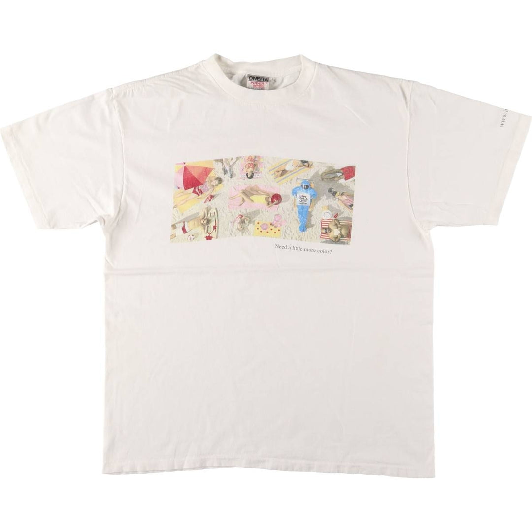 Vintage 90'S Oneita Intel Advertising T-Shirt, Men's XL cotton white type Vintage Second Hand